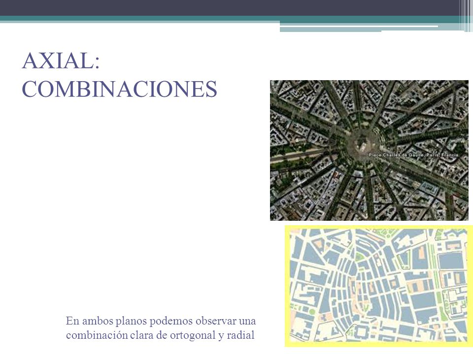 AXIAL: COMBINACIONES En ambos planos podemos observar una combinación clara de ortogonal y radial