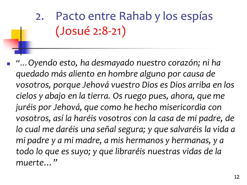 Pacto entre Rahab y los espías (Josué 2:8-21)