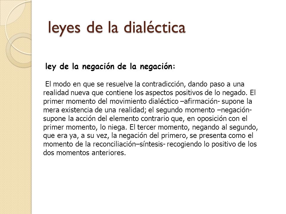 leyes de la dialéctica ley de la negación de la negación: