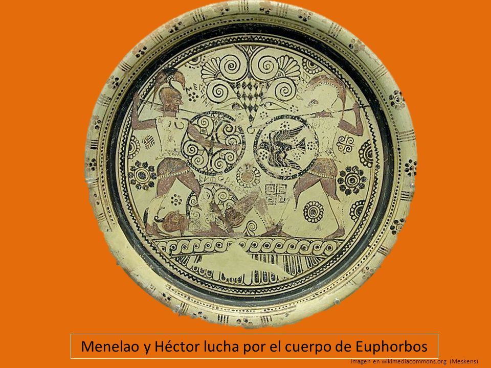 Menelao y Héctor lucha por el cuerpo de Euphorbos