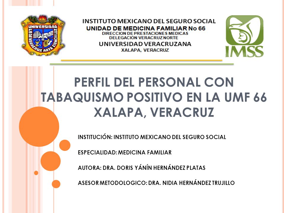 PERFIL DEL PERSONAL CON TABAQUISMO POSITIVO EN LA UMF 66 XALAPA, VERACRUZ