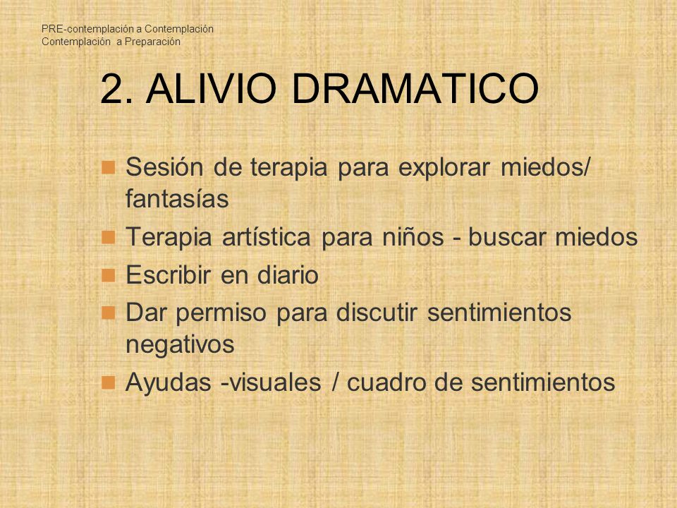2. ALIVIO DRAMATICO Sesión de terapia para explorar miedos/ fantasías