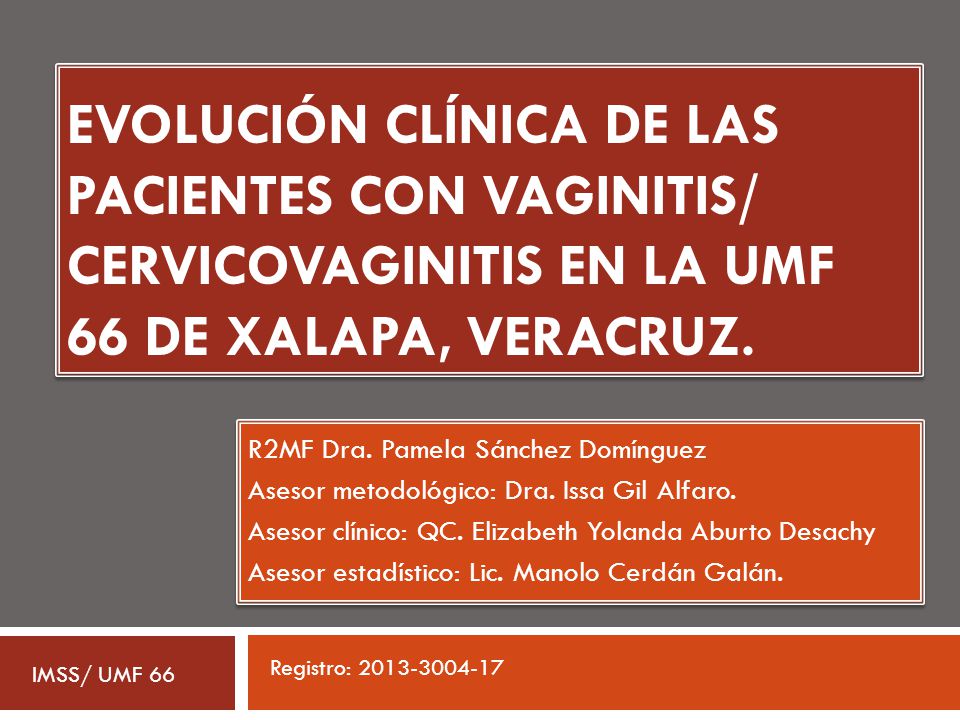 Evolución clínica de las pacientes con vaginitis/ cervicovaginitis en la UMF 66 de Xalapa, Veracruz.