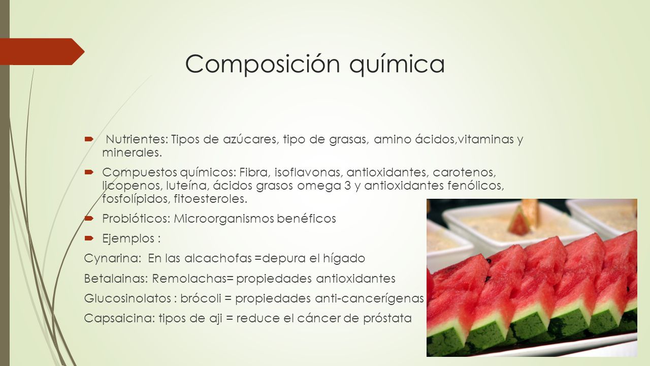 Composición química Nutrientes: Tipos de azúcares, tipo de grasas, amino ácidos,vitaminas y minerales.