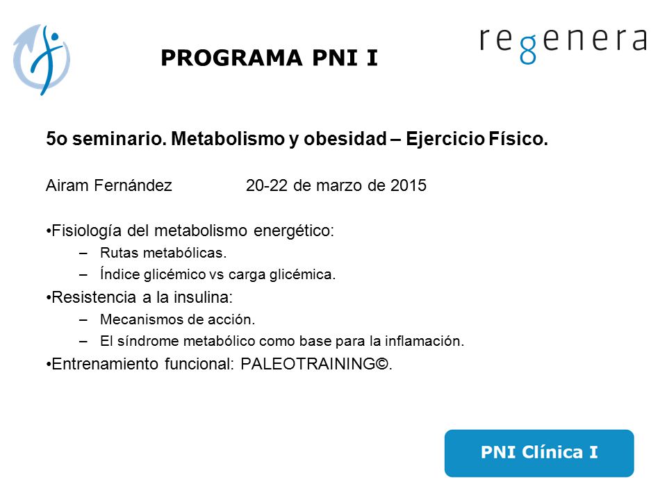 PROGRAMA PNI I 5o seminario. Metabolismo y obesidad – Ejercicio Físico. Airam Fernández de marzo de