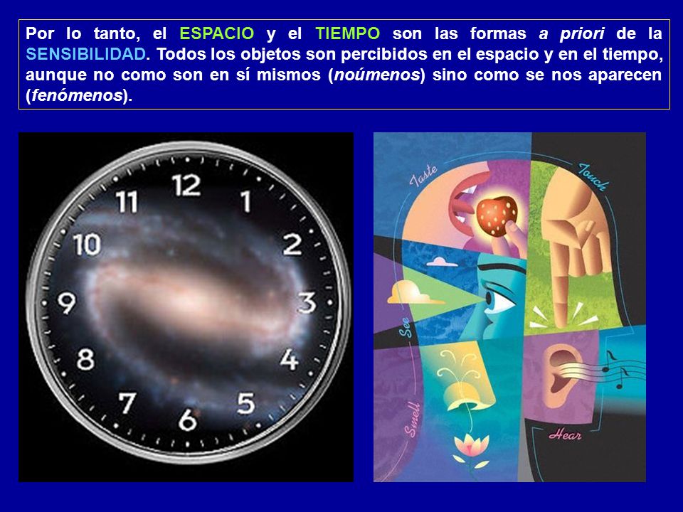 Por lo tanto, el ESPACIO y el TIEMPO son las formas a priori de la SENSIBILIDAD.