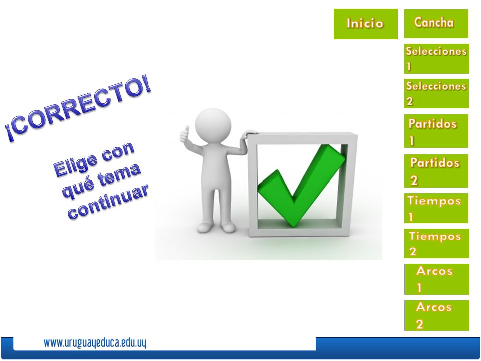 ¡CORRECTO! Elige con qué tema continuar