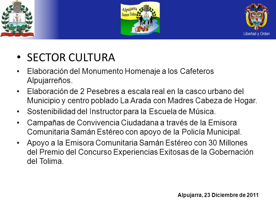 SECTOR CULTURA Elaboración del Monumento Homenaje a los Cafeteros Alpujarreños.
