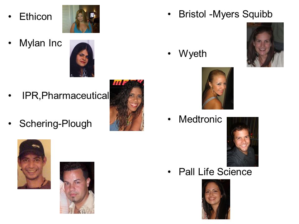 Bristol -Myers Squibb Wyeth. Medtronic. Pall Life Science. Ethicon. Mylan Inc. IPR,Pharmaceutical.