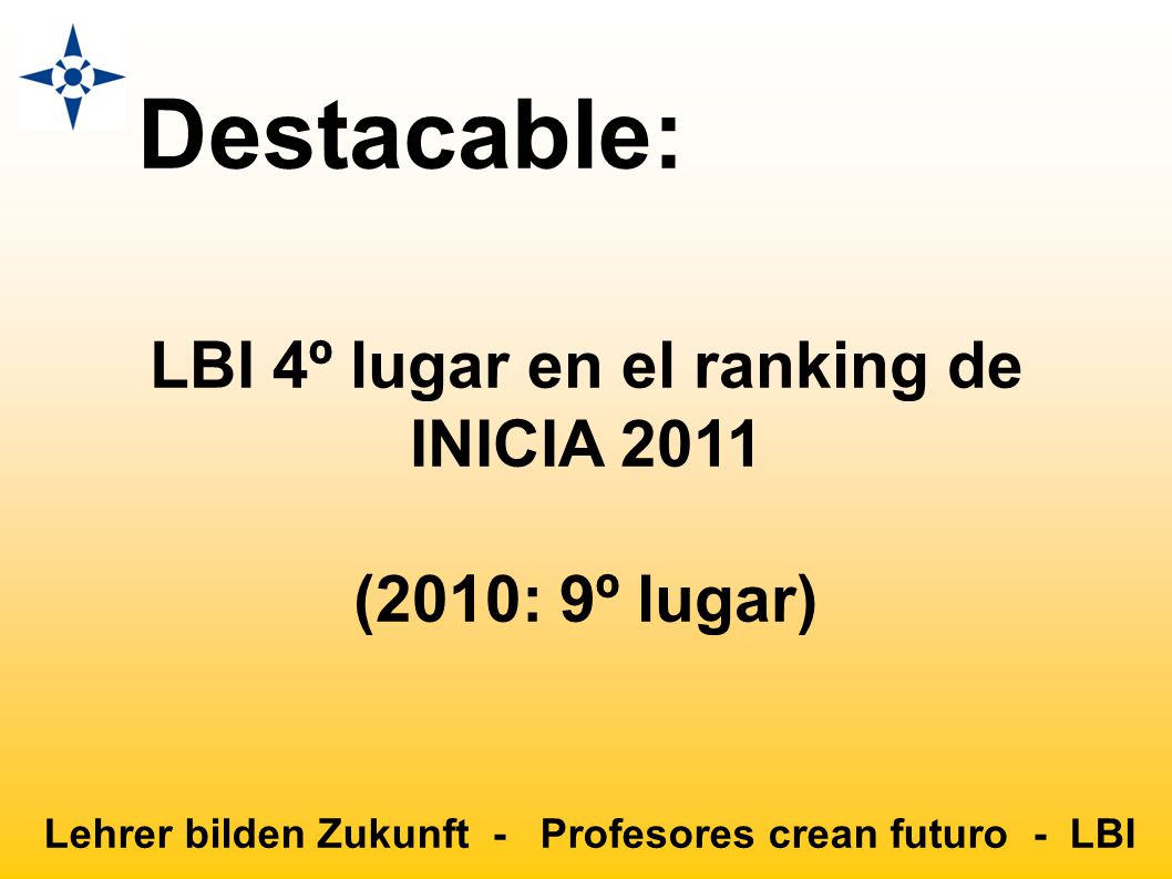 Destacable: LBI 4º lugar en el ranking de INICIA 2011 (2010: 9º lugar)