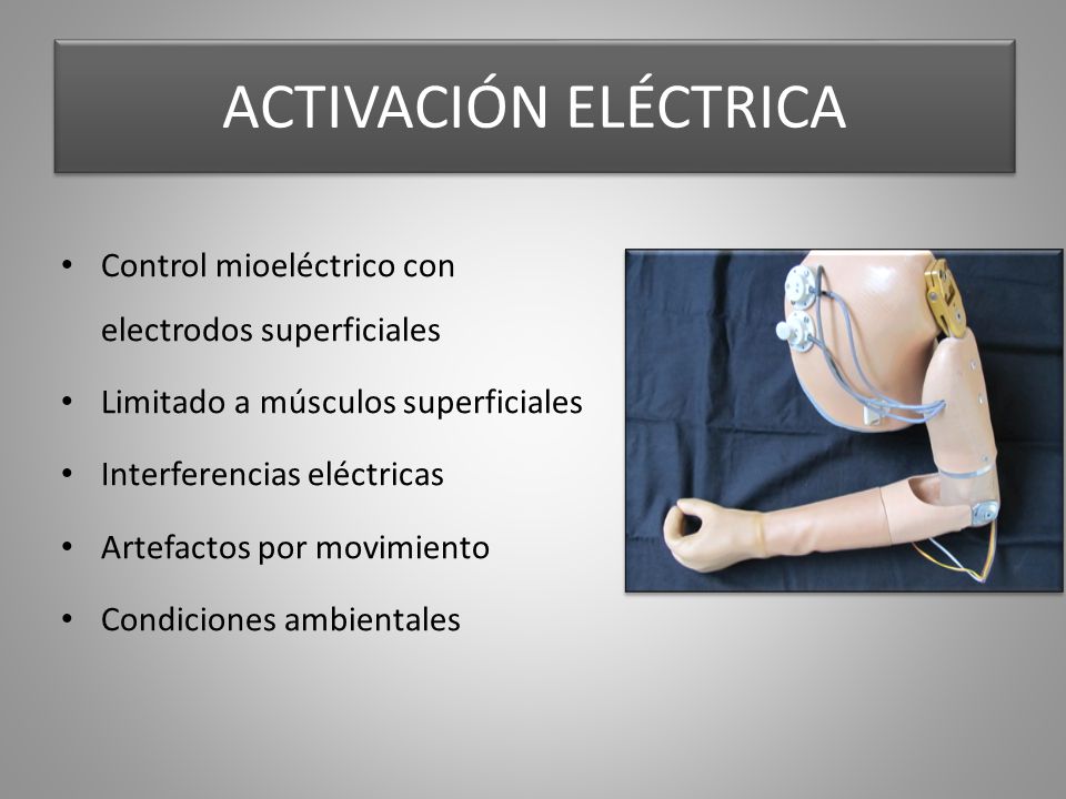 ACTIVACIÓN ELÉCTRICA Control mioeléctrico con electrodos superficiales