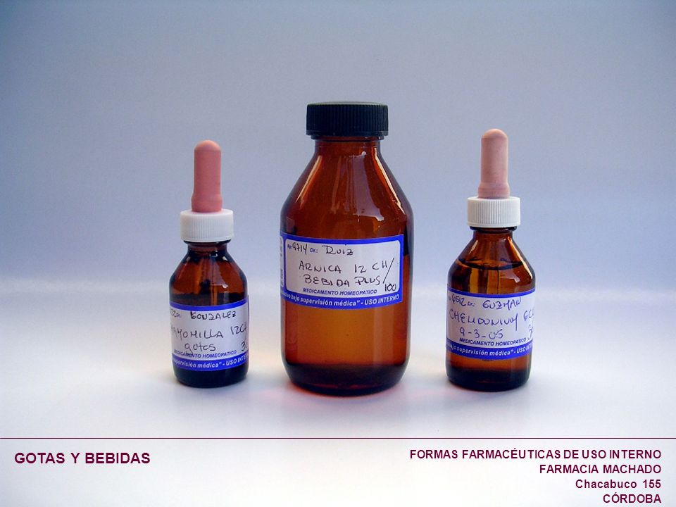 GOTAS Y BEBIDAS FORMAS FARMACÉUTICAS DE USO INTERNO FARMACIA MACHADO