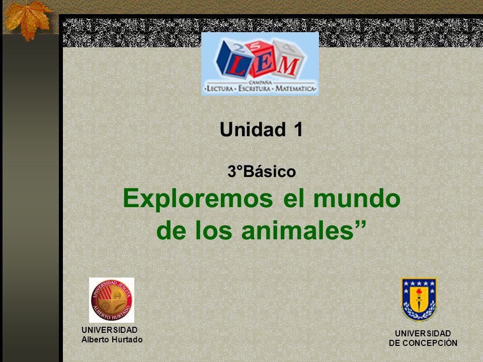 Unidad 1 3°Básico Exploremos el mundo de los animales