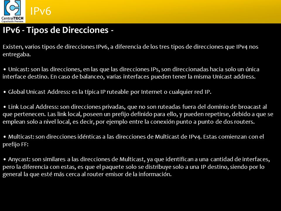 IPv6 - Tipos de Direcciones -