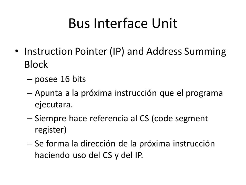 Bus Interface Unit Instruction Pointer (IP) and Address Summing Block