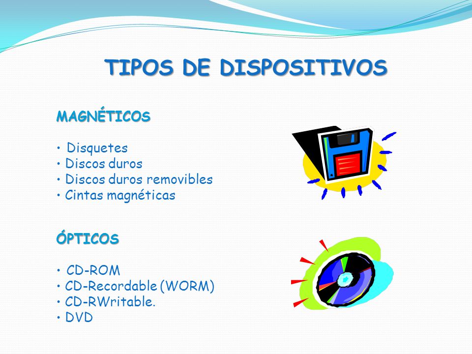 TIPOS DE DISPOSITIVOS MAGNÉTICOS Disquetes Discos duros