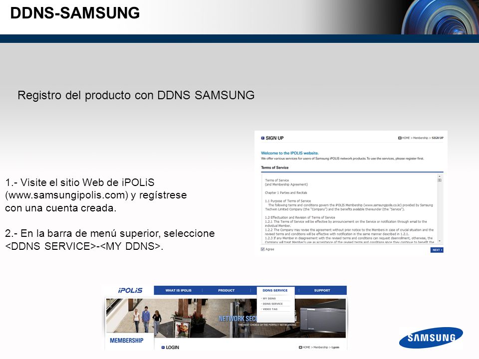 DDNS-SAMSUNG Registro del producto con DDNS SAMSUNG