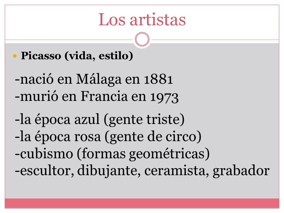 Los artistas -nació en Málaga en murió en Francia en 1973