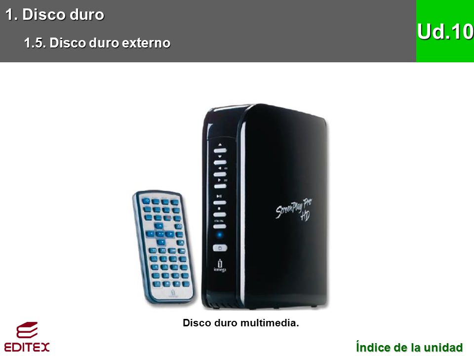 Ud Disco duro 1.5. Disco duro externo Índice de la unidad