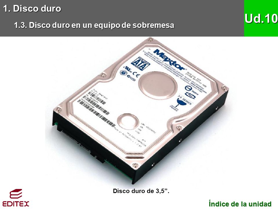 Ud Disco duro 1.3. Disco duro en un equipo de sobremesa