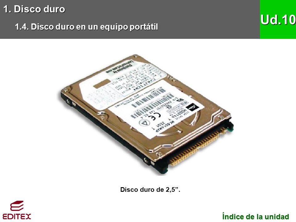 Ud Disco duro 1.4. Disco duro en un equipo portátil