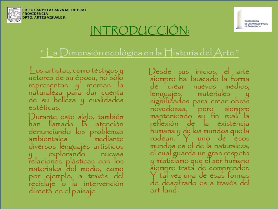 INTRODUCCIÓN: La Dimensión ecológica en la Historia del Arte