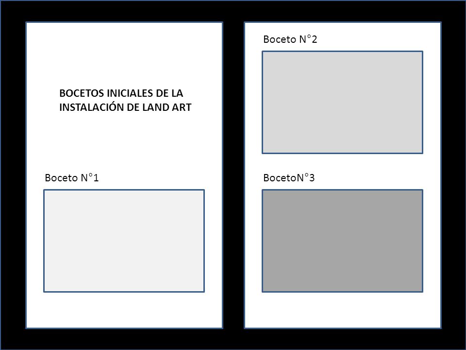 Boceto N°1 Boceto N°2 BOCETOS INICIALES DE LA INSTALACIÓN DE LAND ART Boceto N°1 BocetoN°3