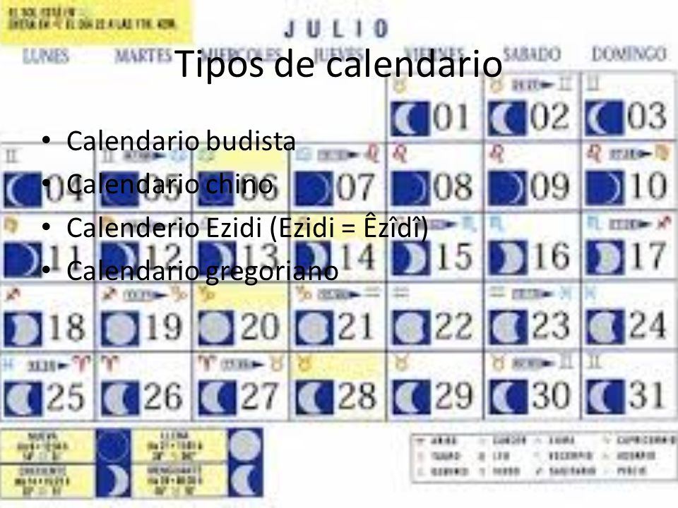 Tipos de calendario Calendario budista Calendario chino