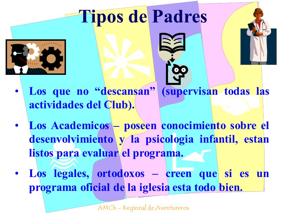 Tipos de Padres Los que no descansan (supervisan todas las actividades del Club).