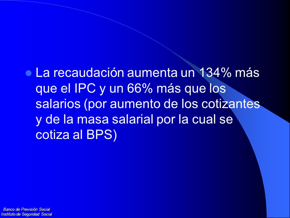 La recaudación aumenta un 134% más que el IPC y un 66% más que los salarios (por aumento de los cotizantes y de la masa salarial por la cual se cotiza al BPS)