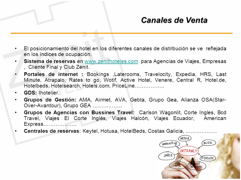 Canales de Venta El posicionamiento del hotel en los diferentes canales de distribución se ve reflejada en los índices de ocupación.