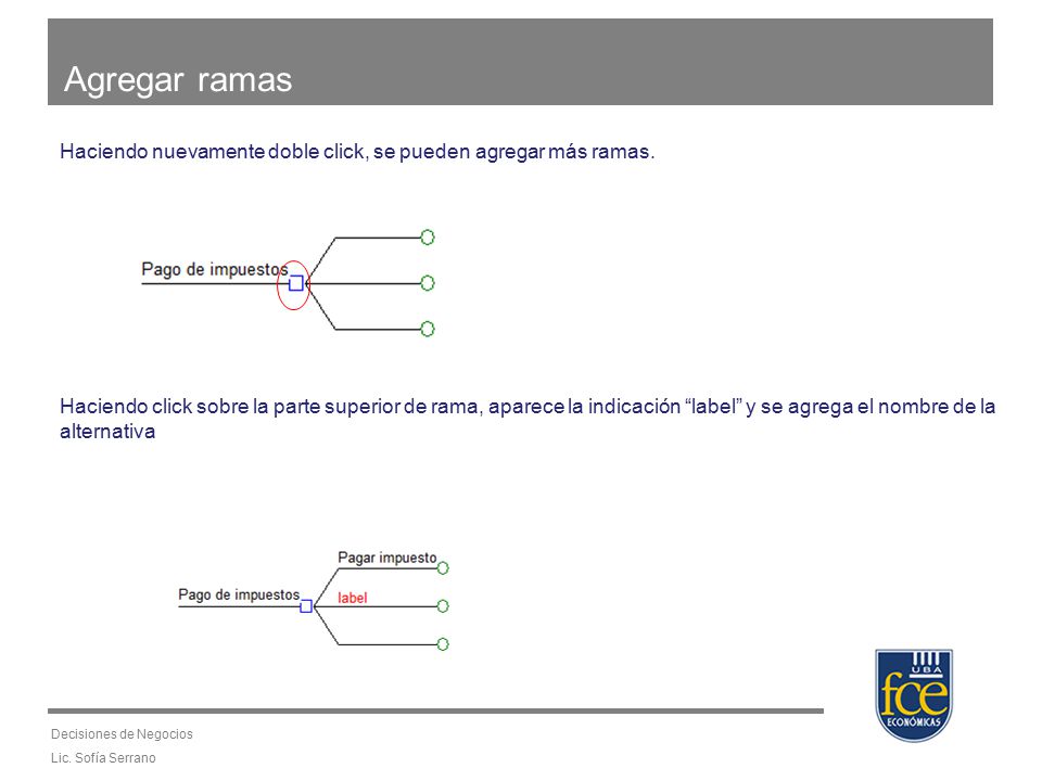Agregar ramas Haciendo nuevamente doble click, se pueden agregar más ramas.