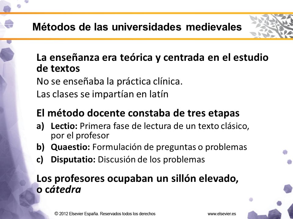 La enseñanza era teórica y centrada en el estudio de textos