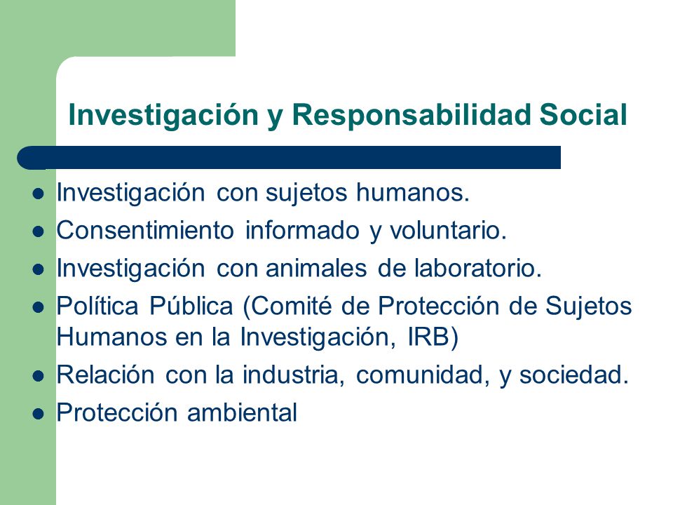 Investigación y Responsabilidad Social