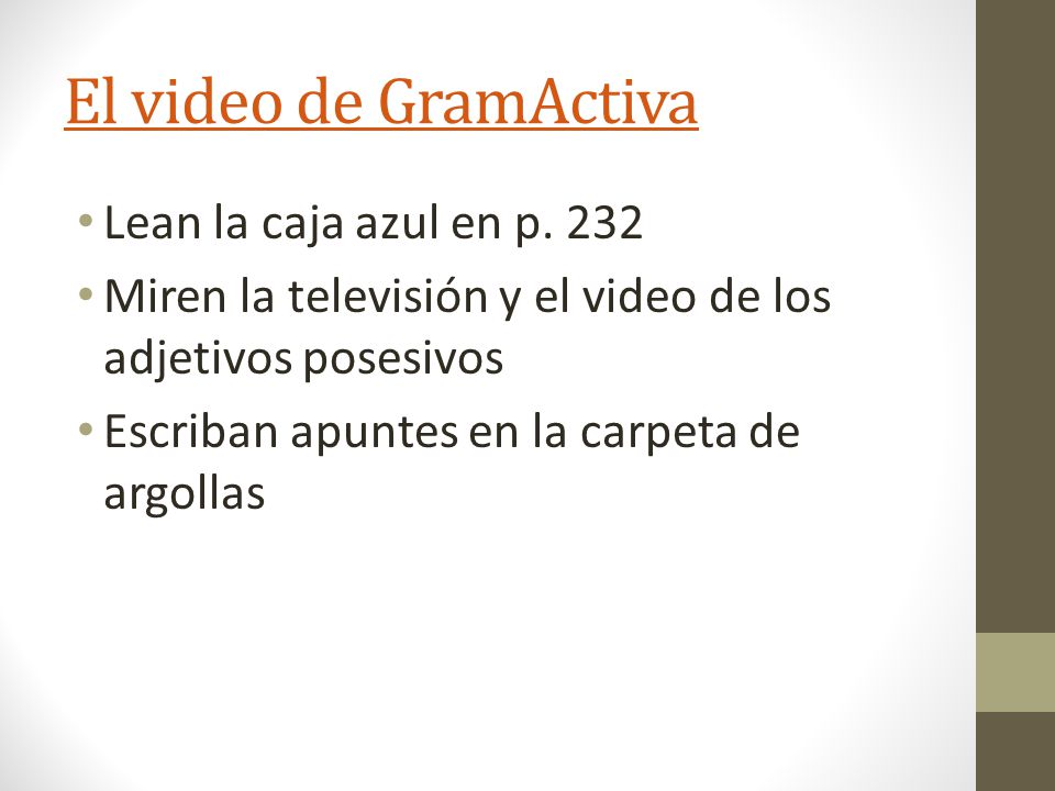 El video de GramActiva Lean la caja azul en p. 232
