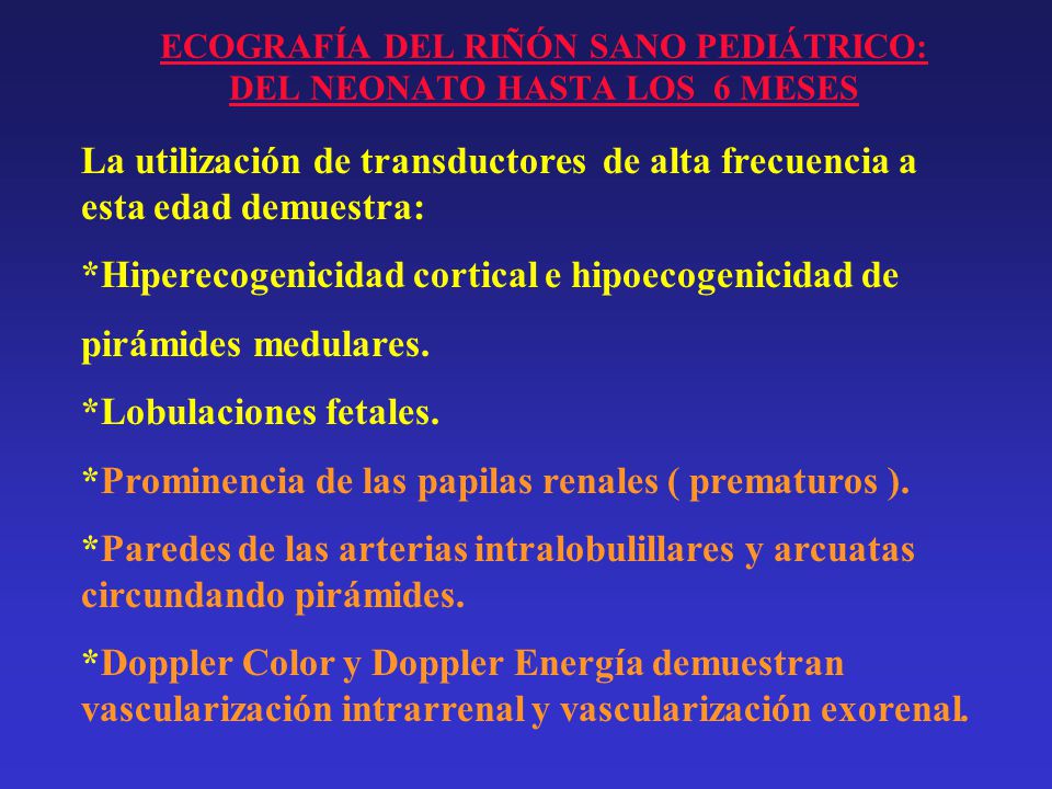 ECOGRAFÍA DEL RIÑÓN SANO PEDIÁTRICO: DEL NEONATO HASTA LOS 6 MESES