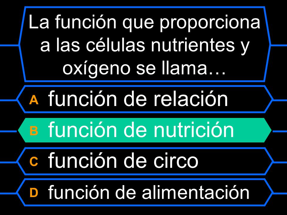 La función que proporciona a las células nutrientes y oxígeno se llama…