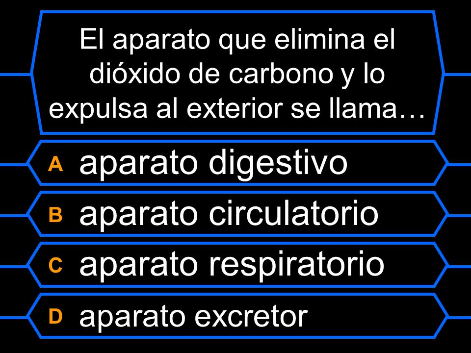 B aparato circulatorio C aparato respiratorio D aparato excretor