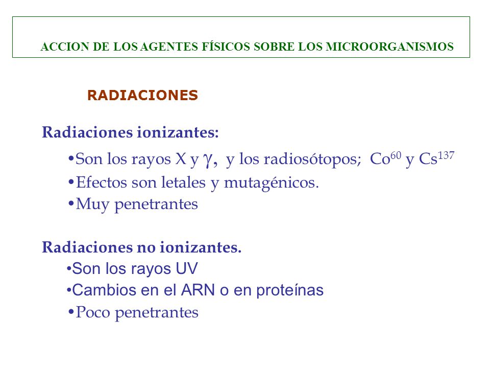 ACCION DE LOS AGENTES FÍSICOS SOBRE LOS MICROORGANISMOS