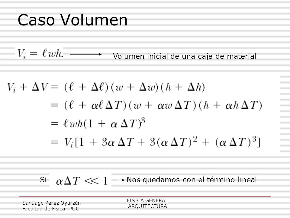 Caso Volumen Volumen inicial de una caja de material Si