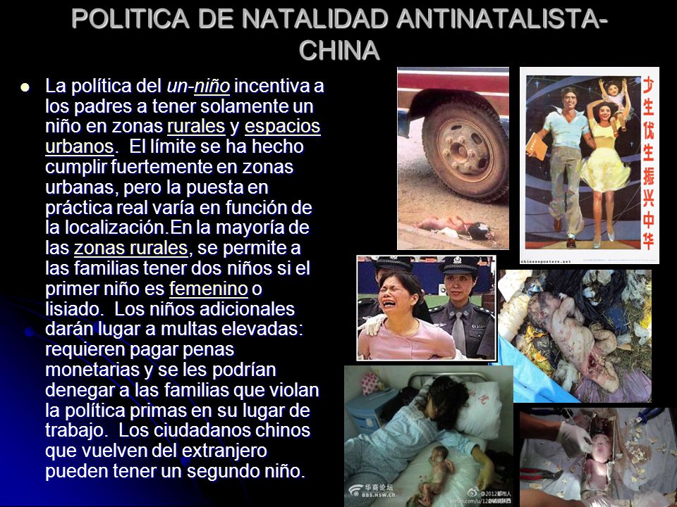 POLITICA DE NATALIDAD ANTINATALISTA- CHINA