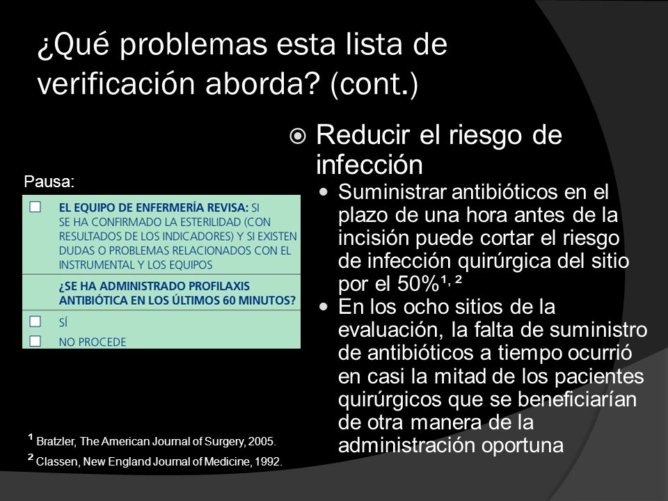 ¿Qué problemas esta lista de verificación aborda (cont.)
