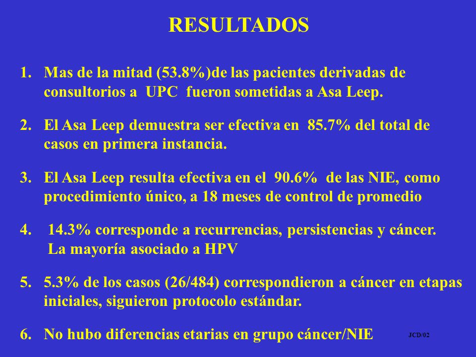 RESULTADOS 1. Mas de la mitad (53.8%)de las pacientes derivadas de