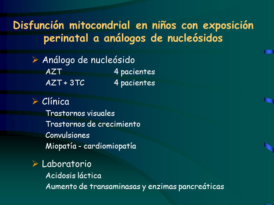 Disfunción mitocondrial en niños con exposición perinatal a análogos de nucleósidos
