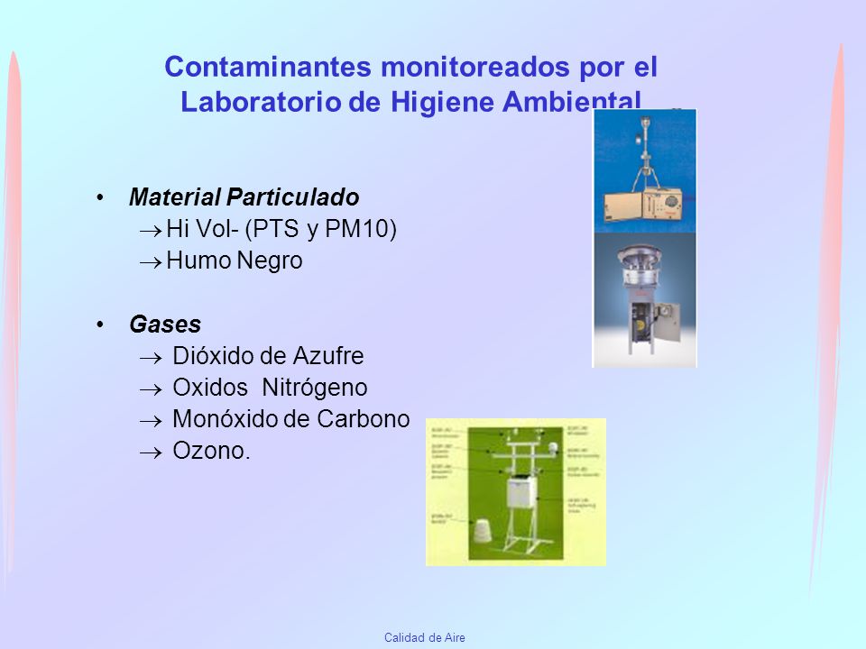 Contaminantes monitoreados por el Laboratorio de Higiene Ambiental