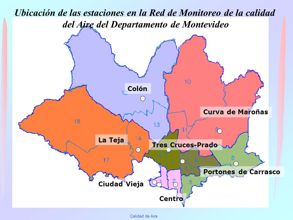 Ubicación de las estaciones en la Red de Monitoreo de la calidad