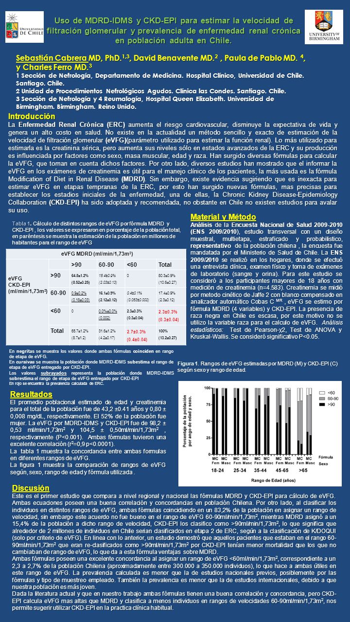 Uso de MDRD-IDMS y CKD-EPI para estimar la velocidad de