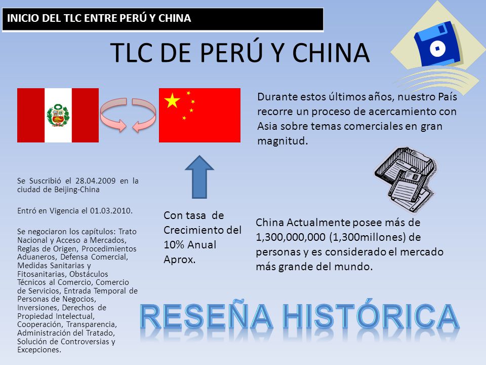 RESEÑA HISTÓRICA TLC DE PERÚ Y CHINA INICIO DEL TLC ENTRE PERÚ Y CHINA