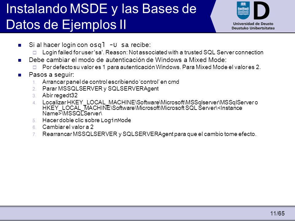 Instalando MSDE y las Bases de Datos de Ejemplos II