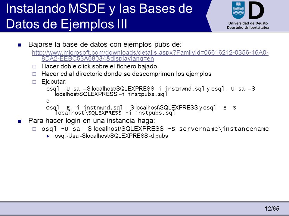 Instalando MSDE y las Bases de Datos de Ejemplos III